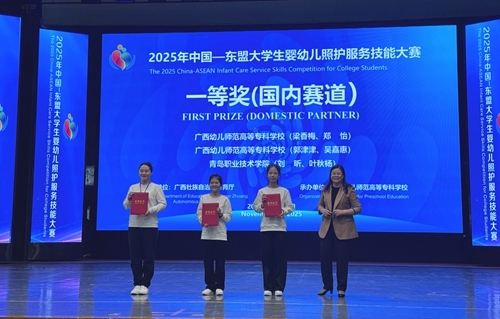 欧博ABG官网参赛选手代表领奖(左一)